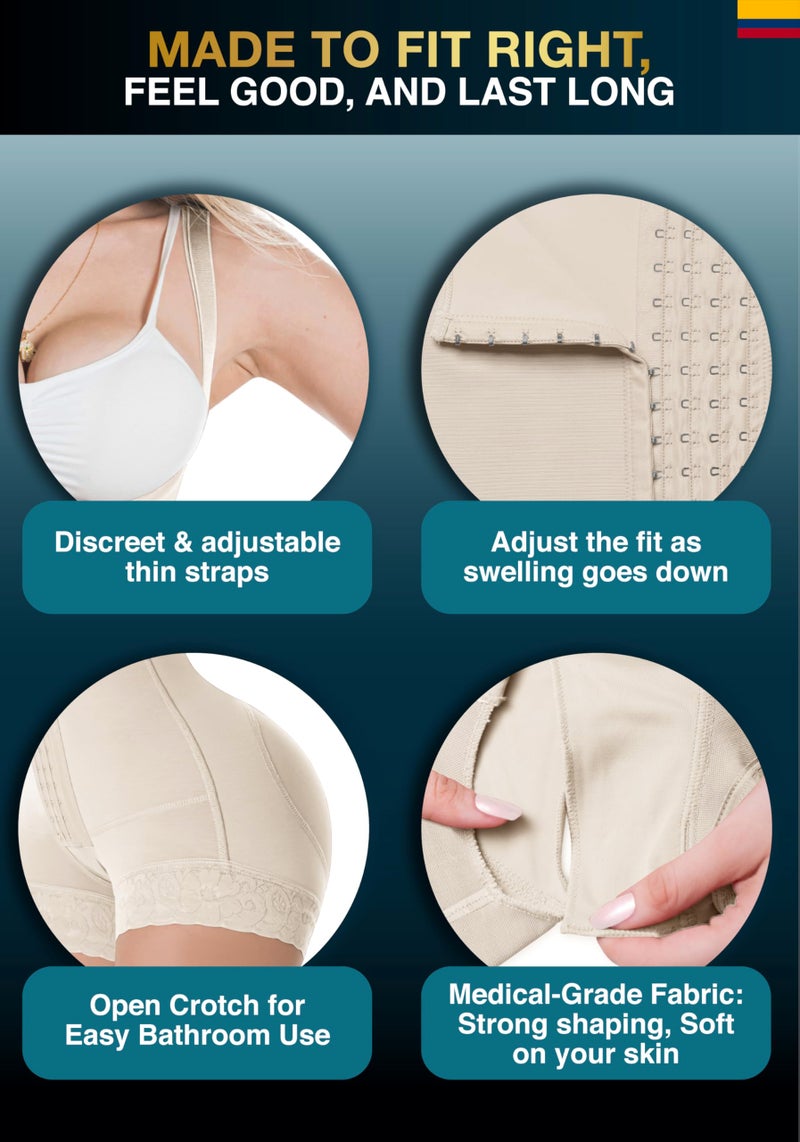 Sonryse Stage 2 Faja Shapewear for Women | Tummy Tuck Compression Garment & Post Surgery Compression Garment | Fajas Colombianas Moldeadoras Beige S - Image 3